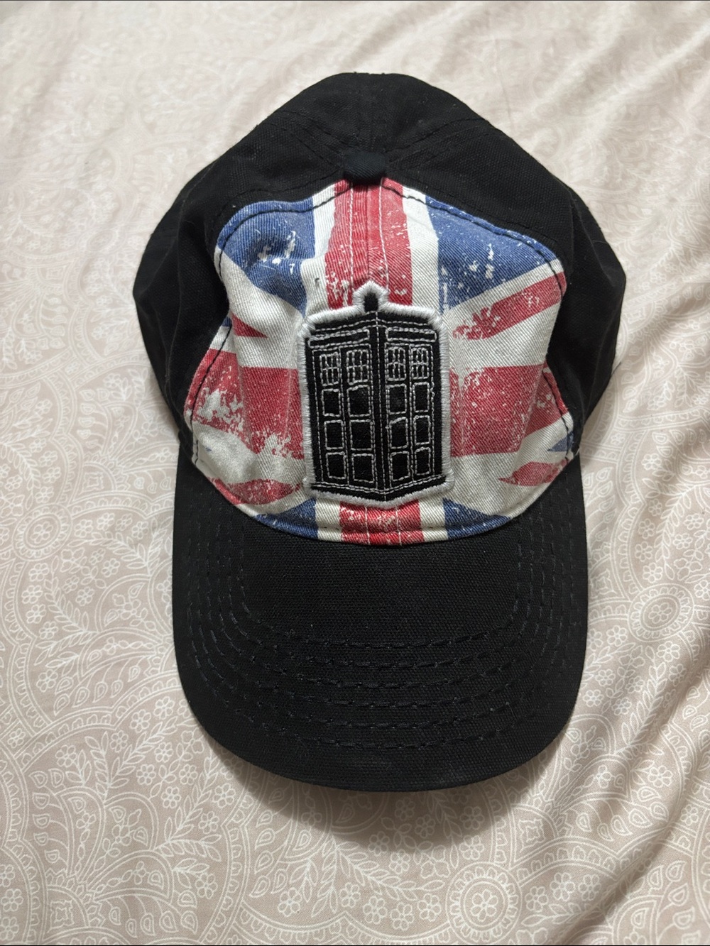 Dr Who black Baseball Cap with Union Jack and TARDIS Patch